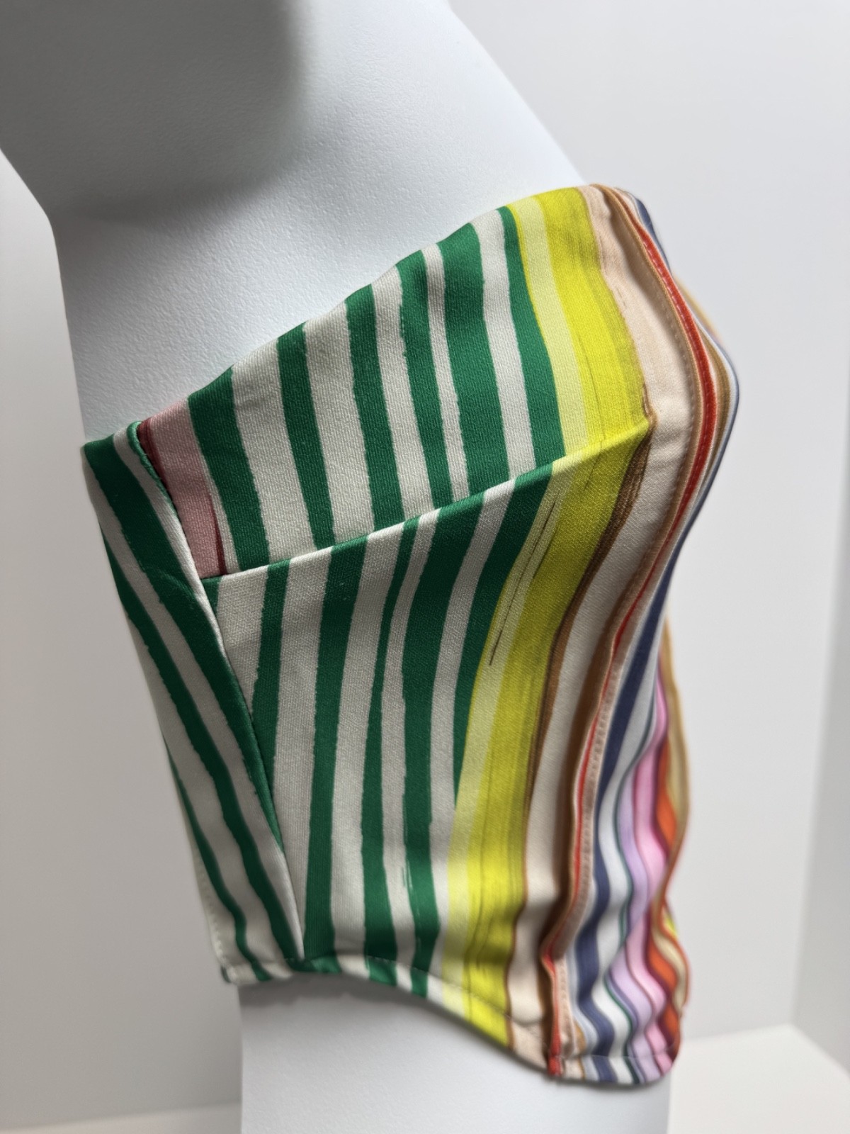 Tiger Mist Strapless Multicolor Stripe Handkerchief-style Hem Tube Top