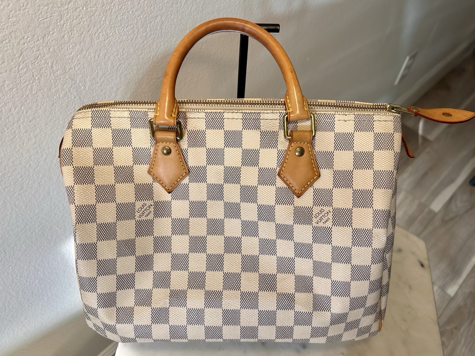 Louis Vuitton Damier Azur Checkered Zip-Top Speedy 35 Made in France