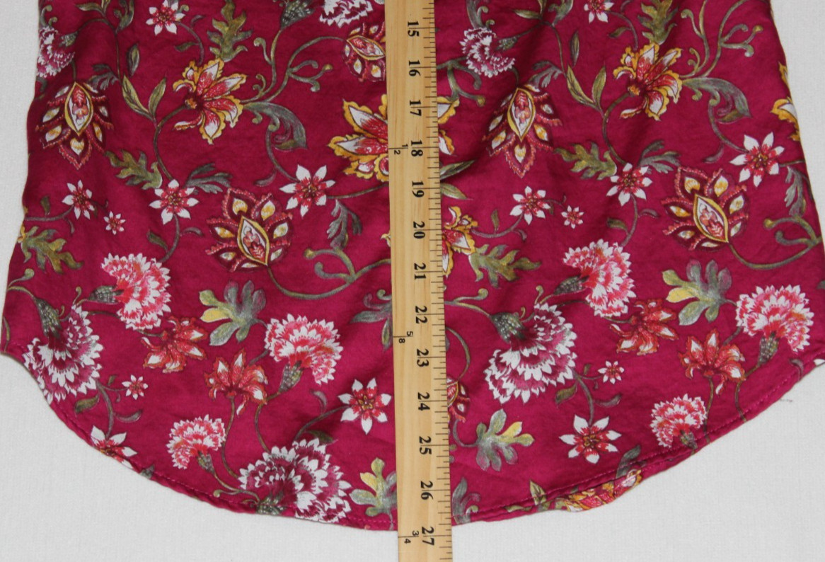 Lauren Ralph Lauren Button Up Blouse Women’s Size M Red Ditsy Floral VTG