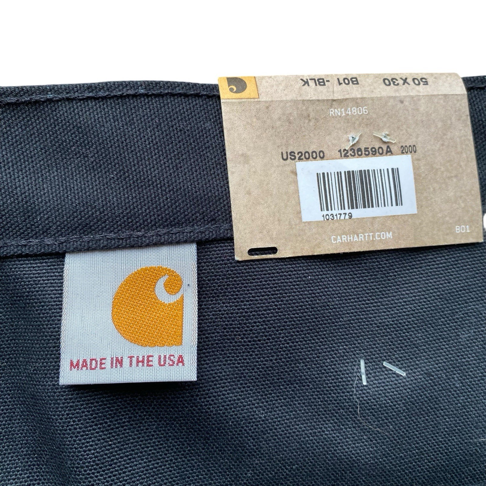 Carhartt NWT B01 BLK Double Front Pants Black Made In USA Mens 50 Duck Canvas
