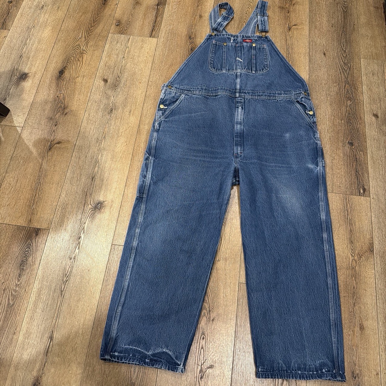 Dickies Men’s Blue Denim Cotton Work Bib Overalls Construction W798821
