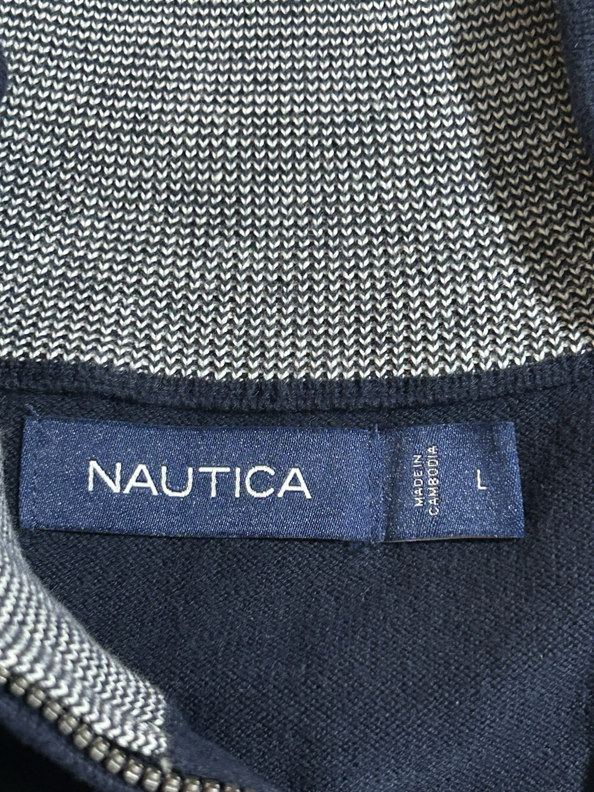 Navy Blue Large Men’s Nautical Quarter Zip Sweater