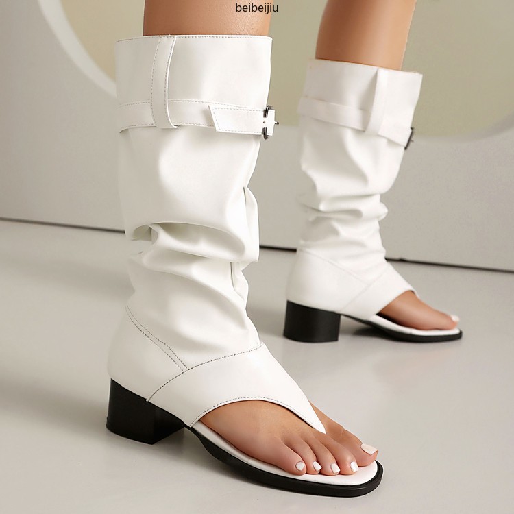 Women‘s Roman Gladiator Denim Boots Sandals Flip Flop Shoes Thongs Belt Casual