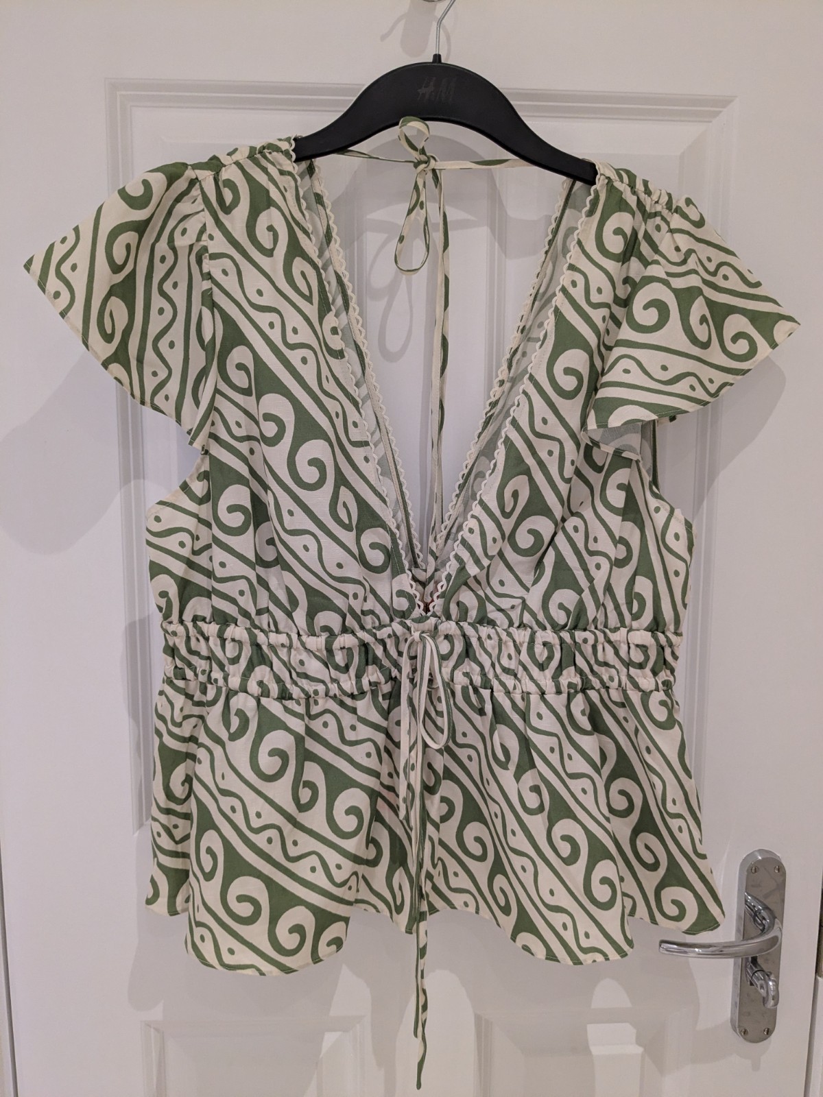 BN 16 kitri linen summer floral blouse top green cream Courtney Zar bode Spencer