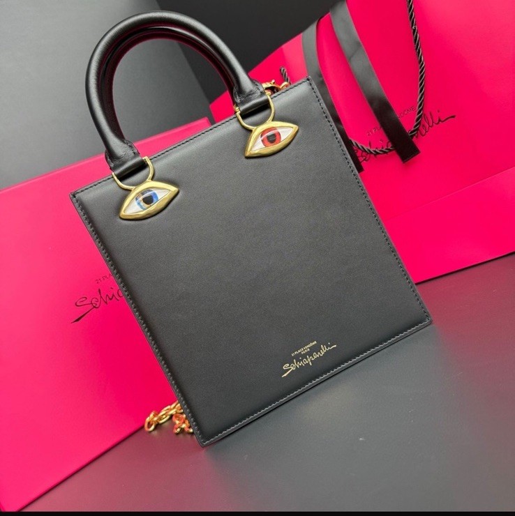 SCHIAPARELLI Style Large Black Leather Anatomy Bag.