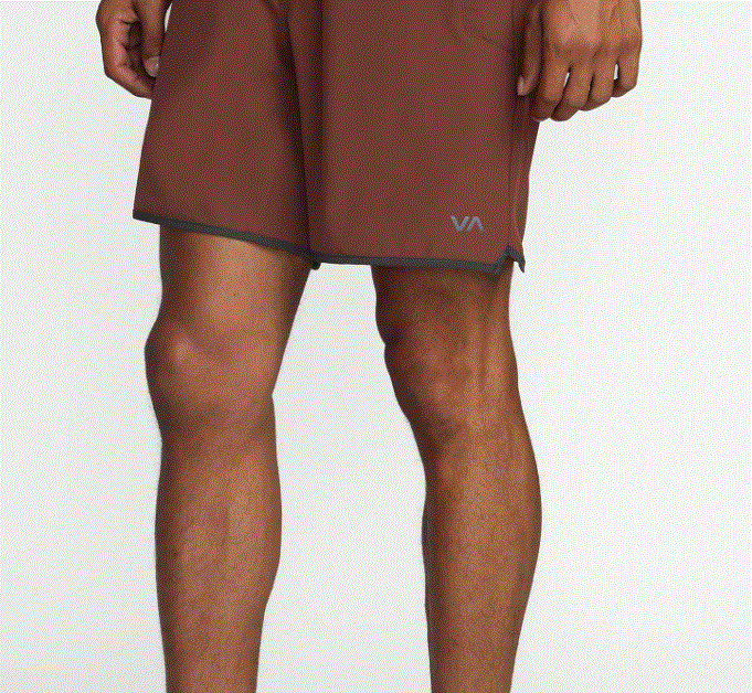 $70 RVCA Men’s Yogger Stretch Contrast 17 Shorts-Red Earth-Medium-New With Tags