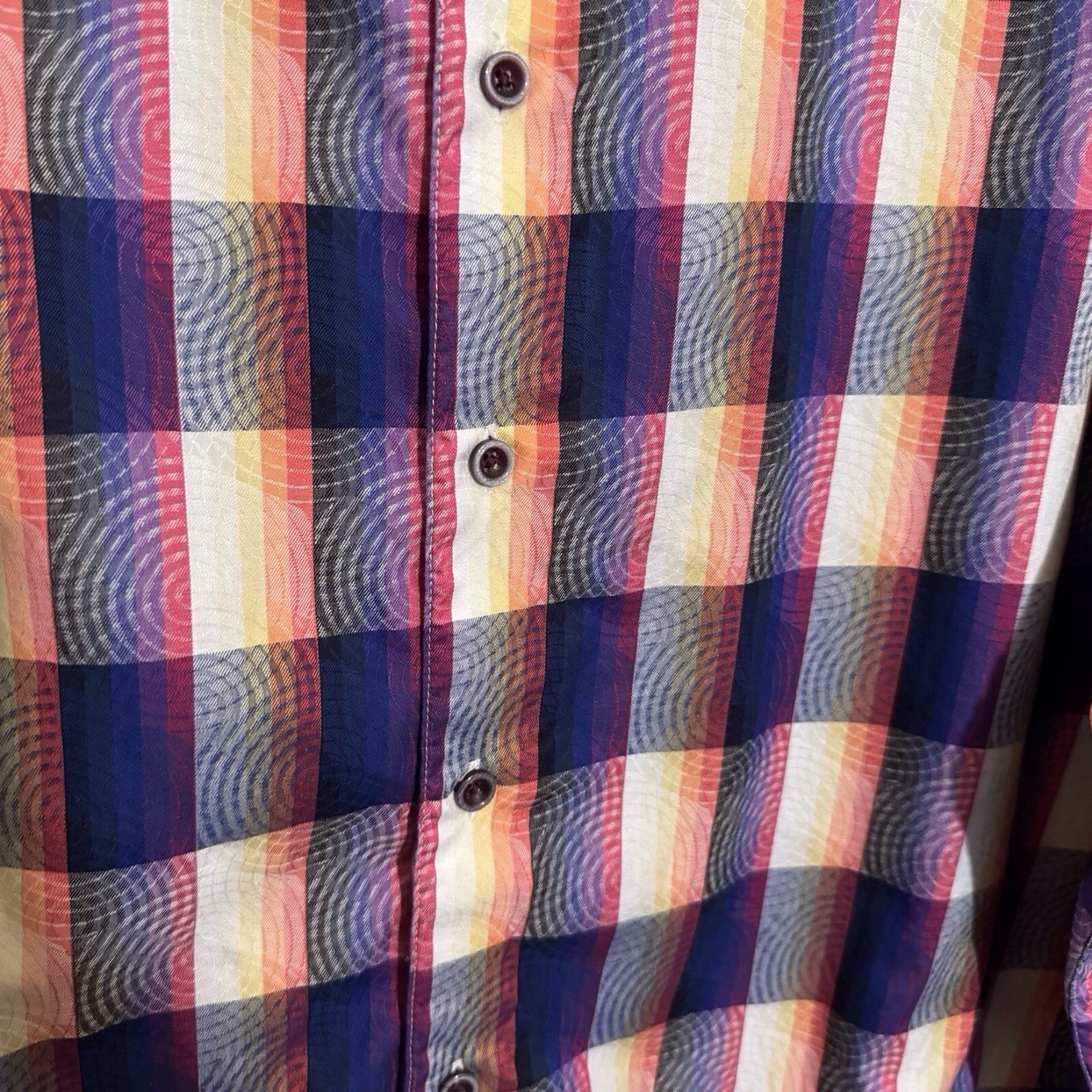 Robert Graham X-Large Button Up Shirt Flip Cuff Plaid Check Abstract Collared