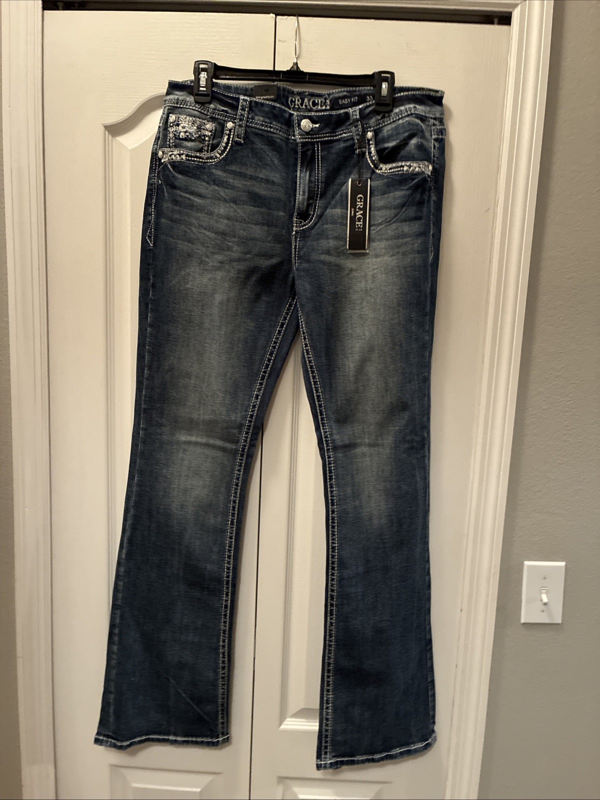 Grace Ladies Bling Boot Cut Jeans Size 33