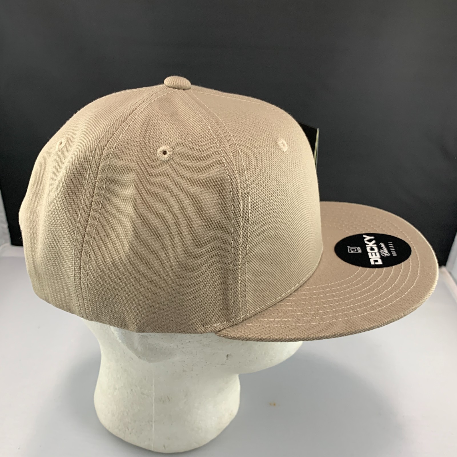 New Decky 6020 Snapback Hat Acrylic Blank Flat Bill High Crown Cap Khaki
