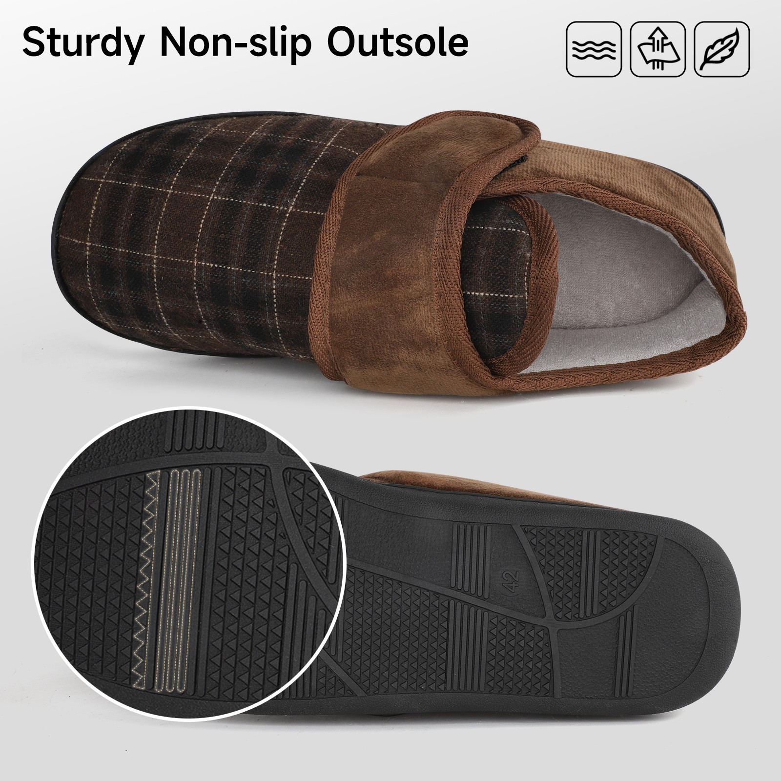 Men’s Winter Slippers Comfortable Felt Slippers Warm Home Shoes Adjustable Shoes
