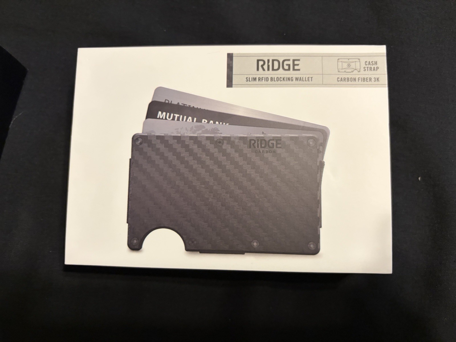 Ridge Wallet Carbon Fiber 3K With Cash Strap And Money Clip