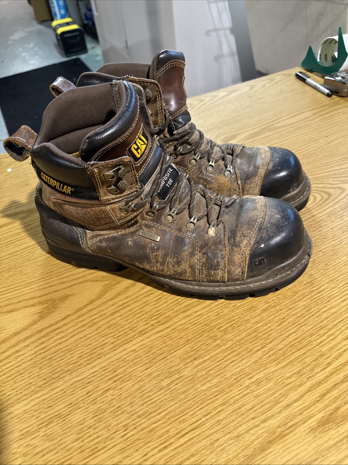 Trashed Used Worn Caterpillar Composite Toe Work Boots Size 13
