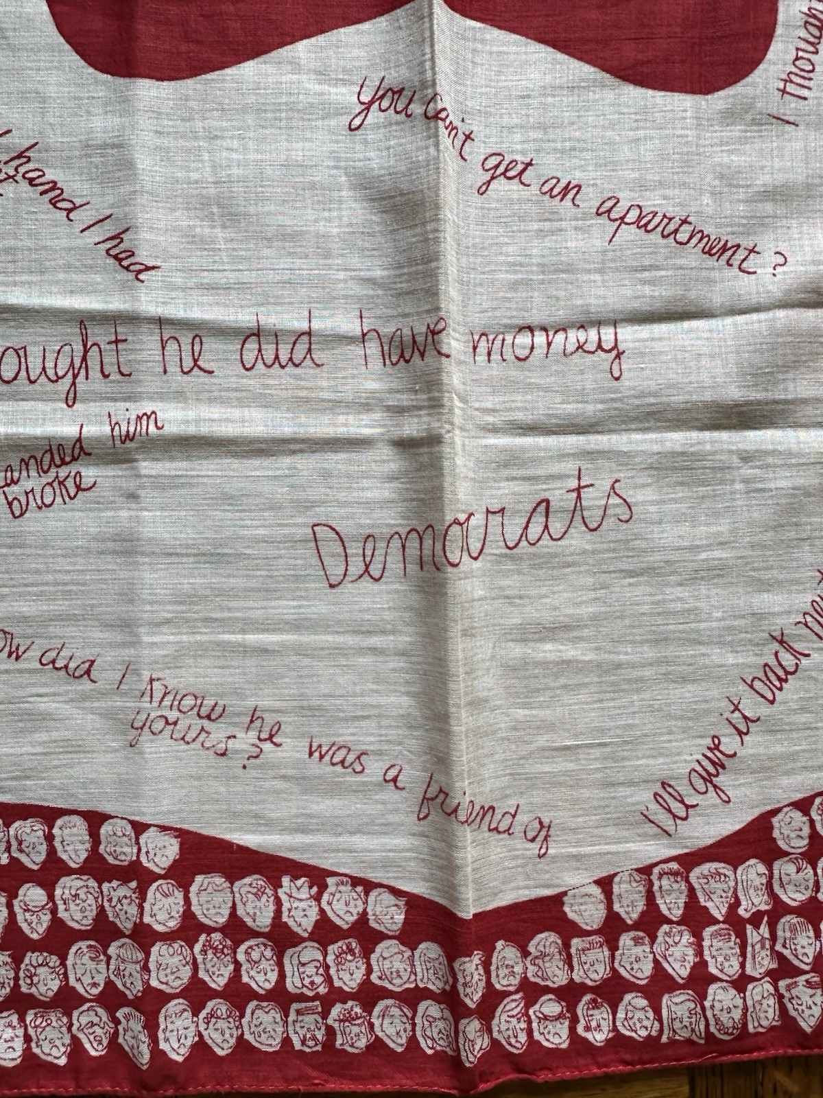 NOS 1950s Symphony ‘Crying Towel’ Novelty Political Bandana Humor Scarf Red VTG