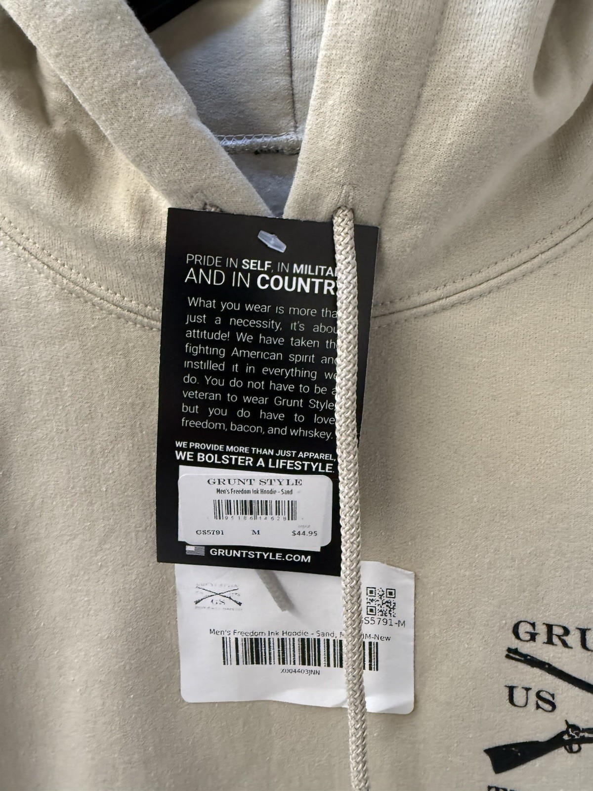 Grunt Style Freedom Ink Pullover Hoodie Mens Medium Sand Tan
