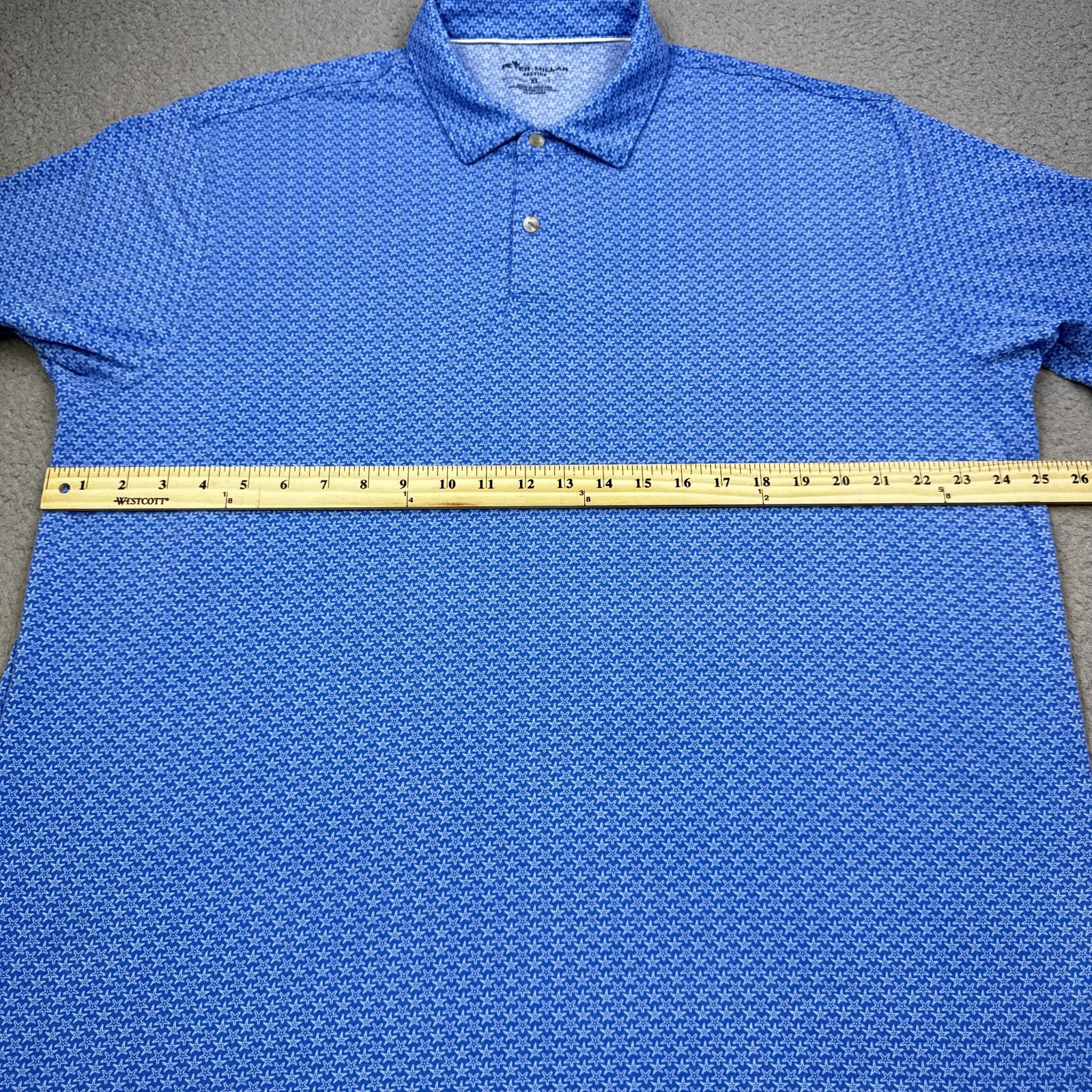 Peter Millar Polo Shirt Mens XL Blue Seaside Star Print Golf Stretch N22AK075