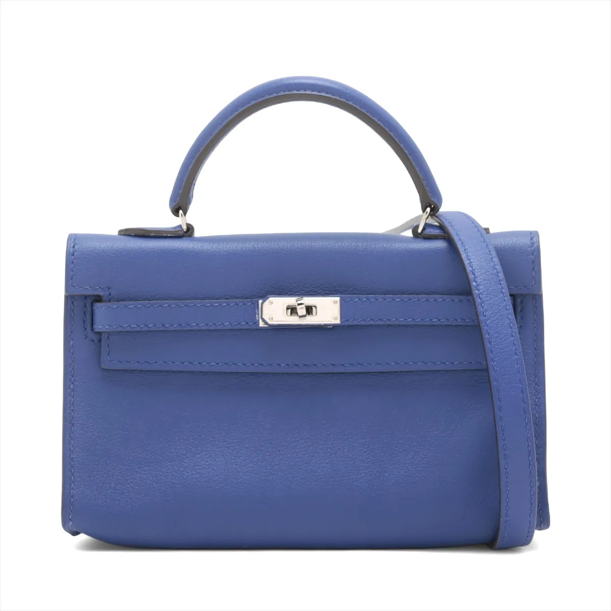 Hermès Tiny Kelly Swift Blue Silver Metal Fittings □O: 2011