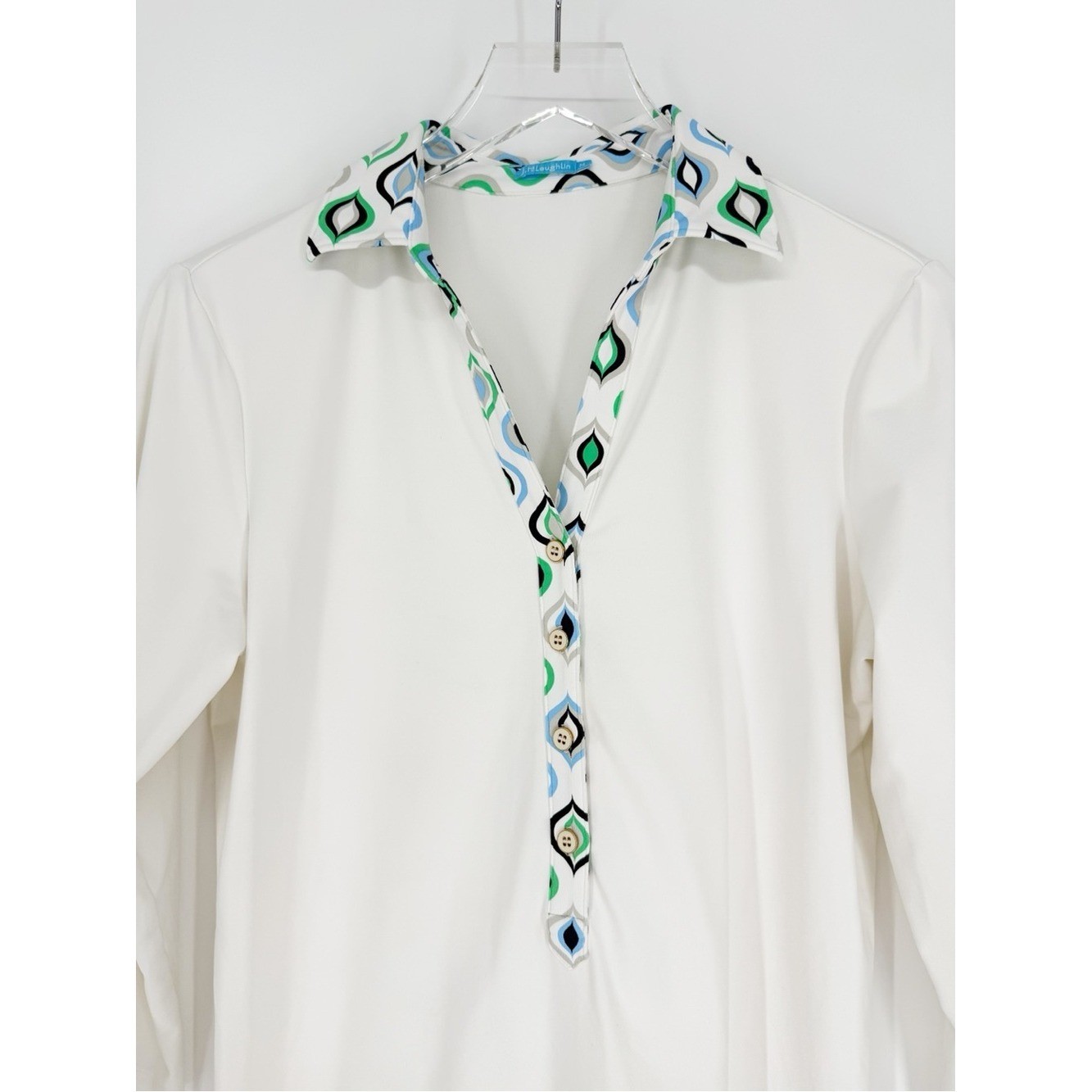 J. McLaughlin Contrast Collar Pullover Top M White
