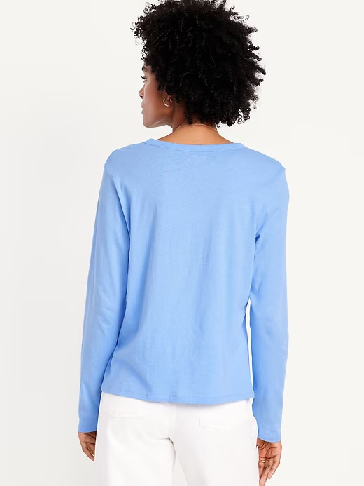 NWT Old Navy EveryWear Crewneck Long-Sleeve T-Shirt Tee Shirt Blue Women M