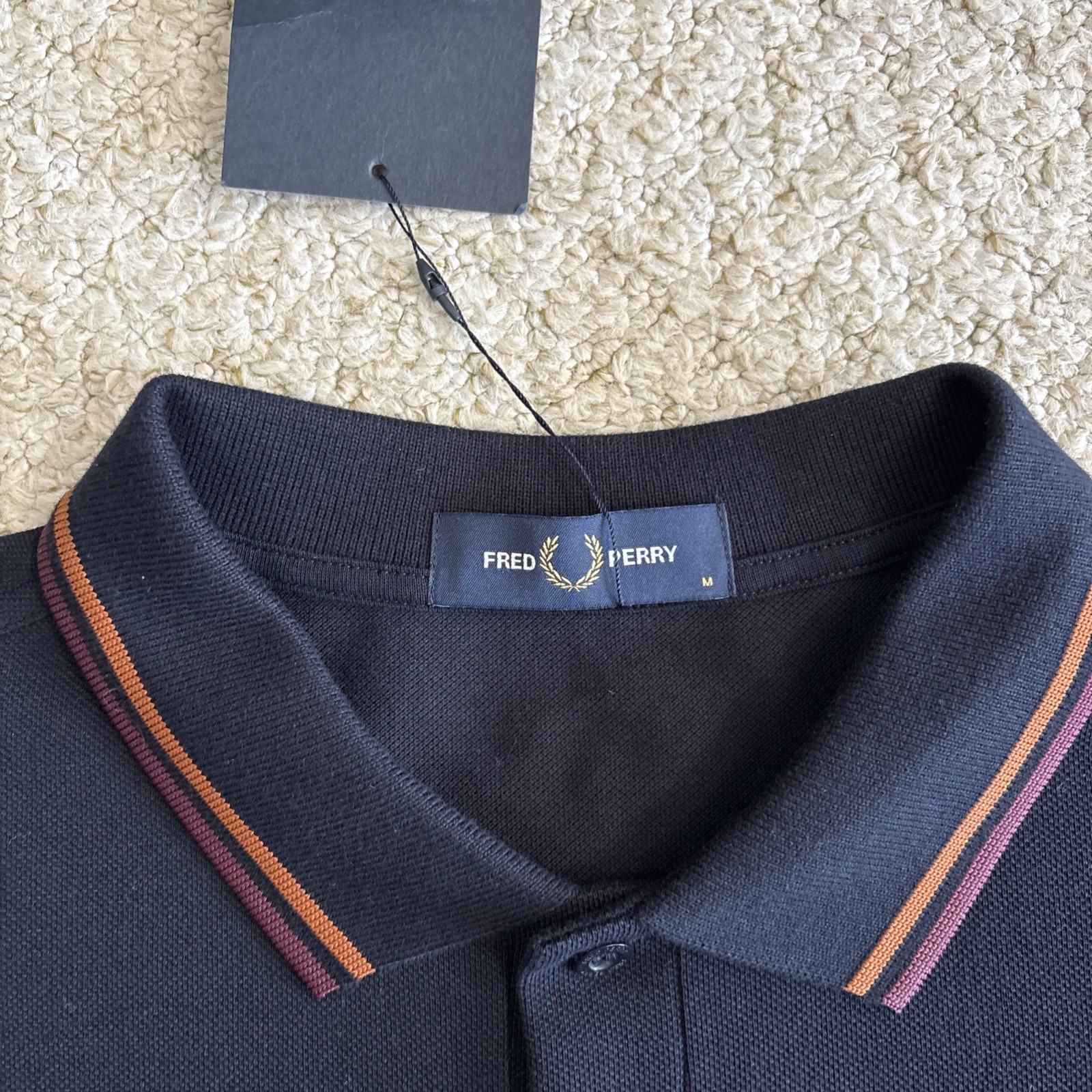 Fred Perry M3600 Mens Medium Twin Tipped Polo Shirt Navy Blue Mod Ska BNWT