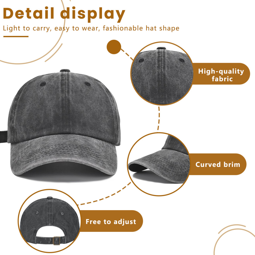 Personalized Vintage Washed Baseball Cap, Custom Name Logo Text Hat Adjustable