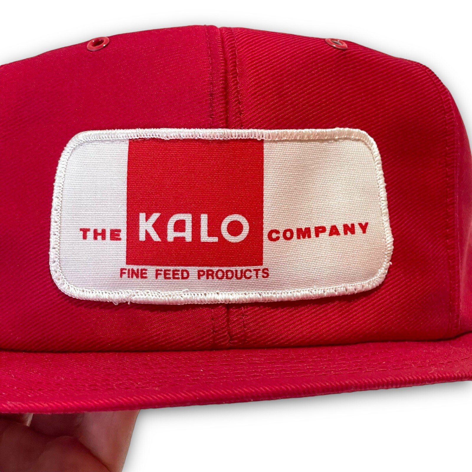 Vintage 80s KALO Feed Co Patch Snapback Hat Cap Louisville MFG USA Made 1980s