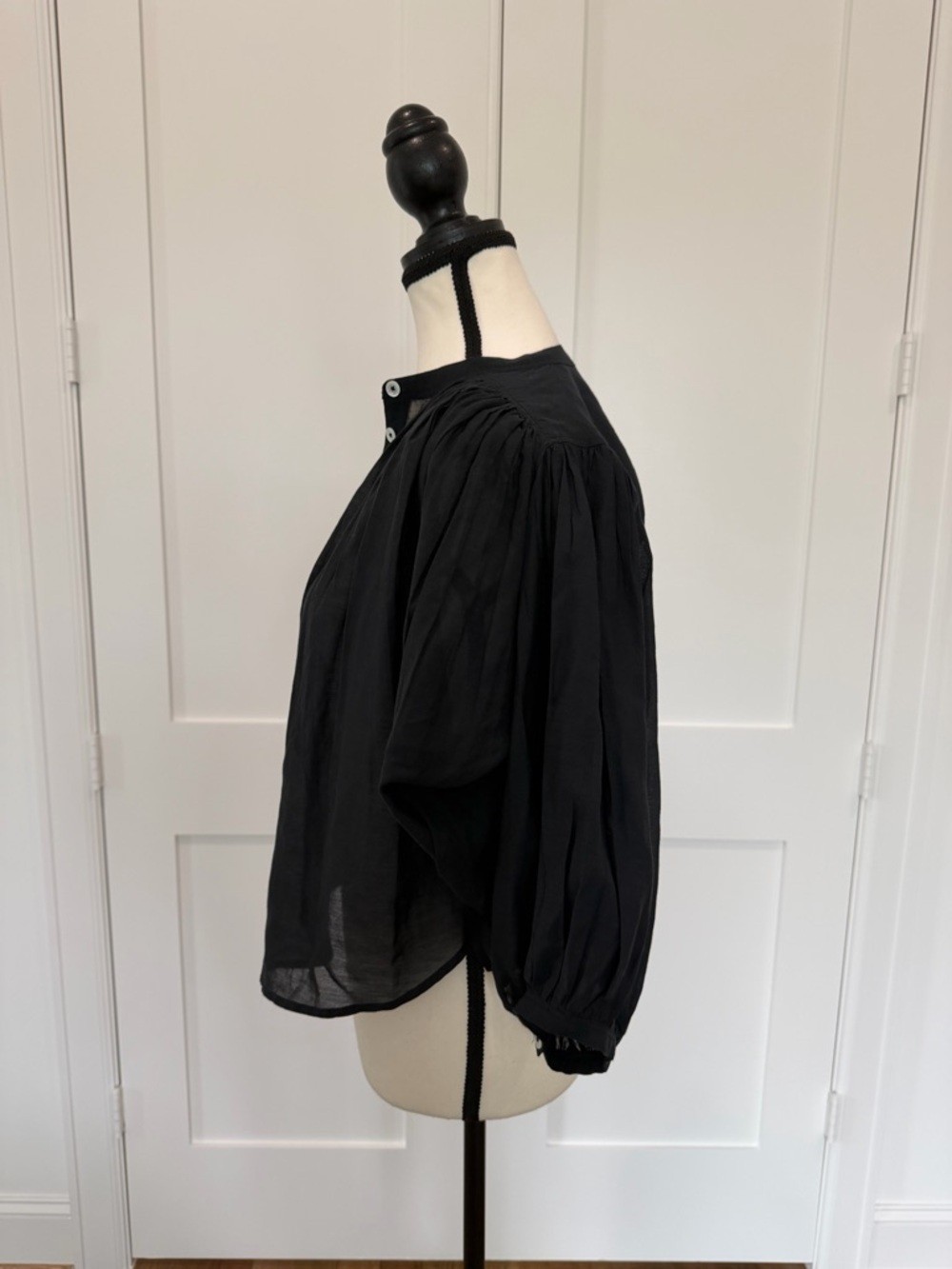 🖤 Madewell Shirred Voile Button-Up Top Black XXS 🖤