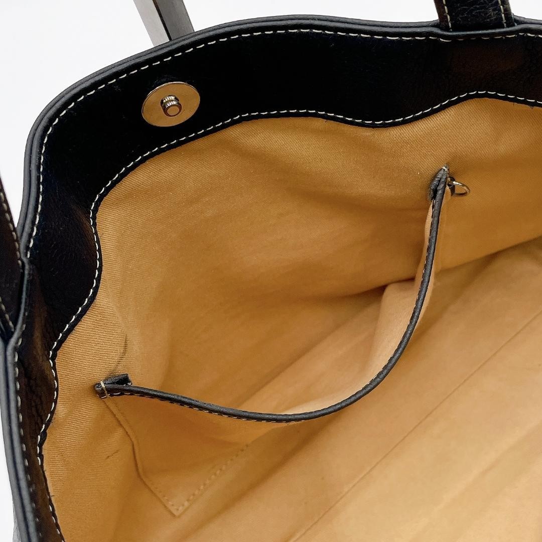 Kitamura h385 A4 Tote Bag Leather Embossed Black Shoulder Japan 0612640