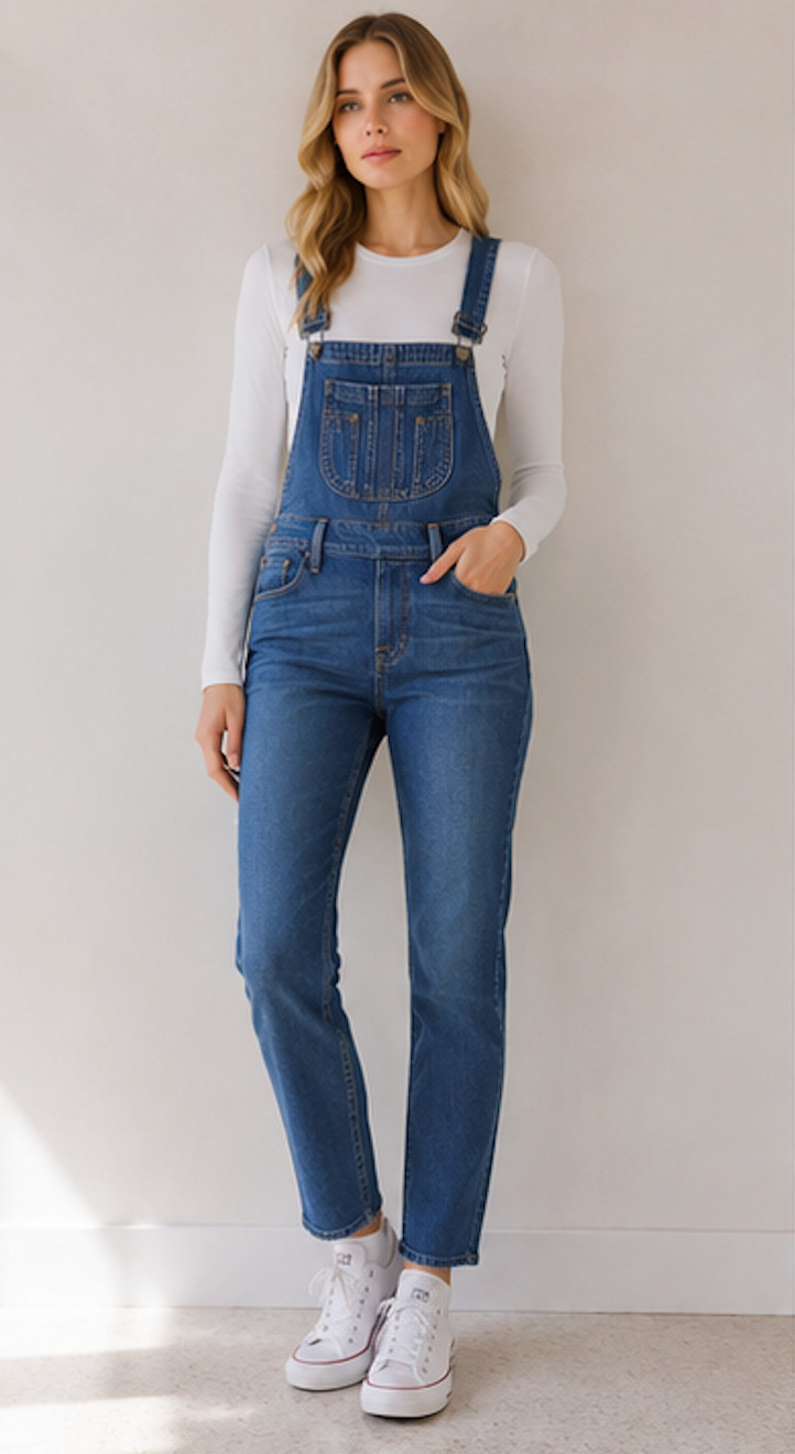 FIDELITY DENIM Olivia Denim Overalls Morocco Blue 24 $232 A10