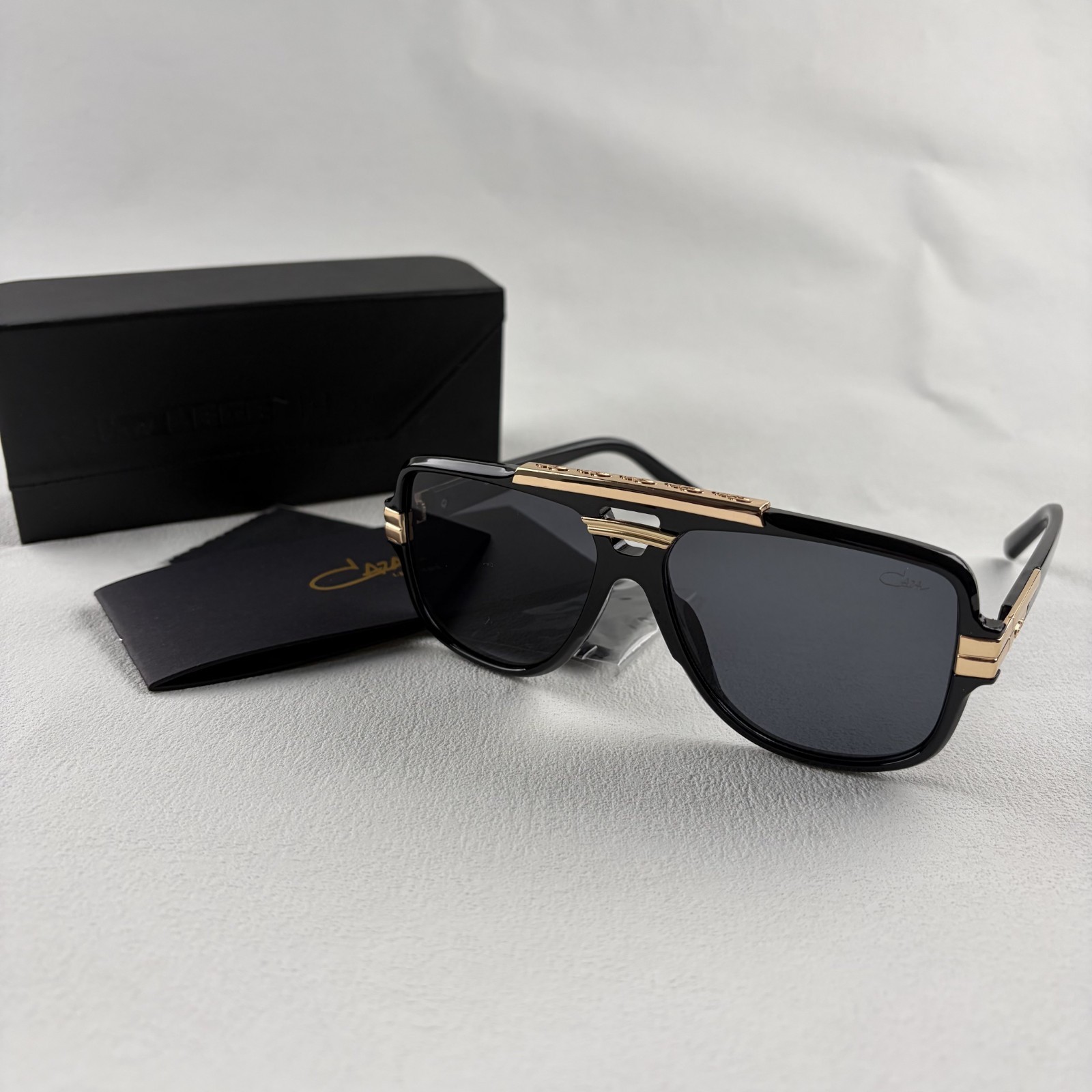 Cazal Black Gold Sunglasses Iconic Frame Classic Black Lens Included Box