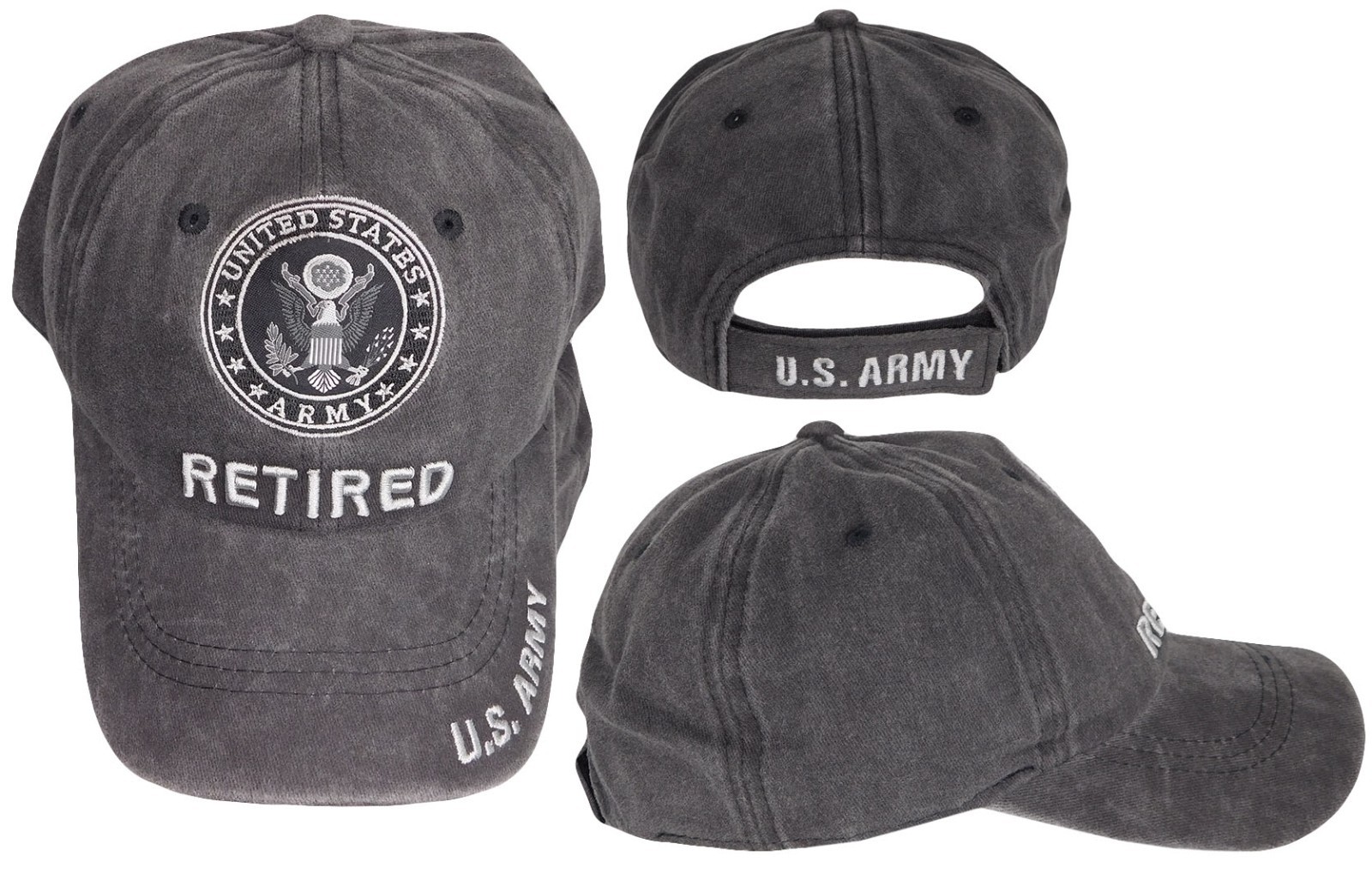 United States Army Retired Grey Gray Embroidered Hat Cap CAP522AB – Licensed