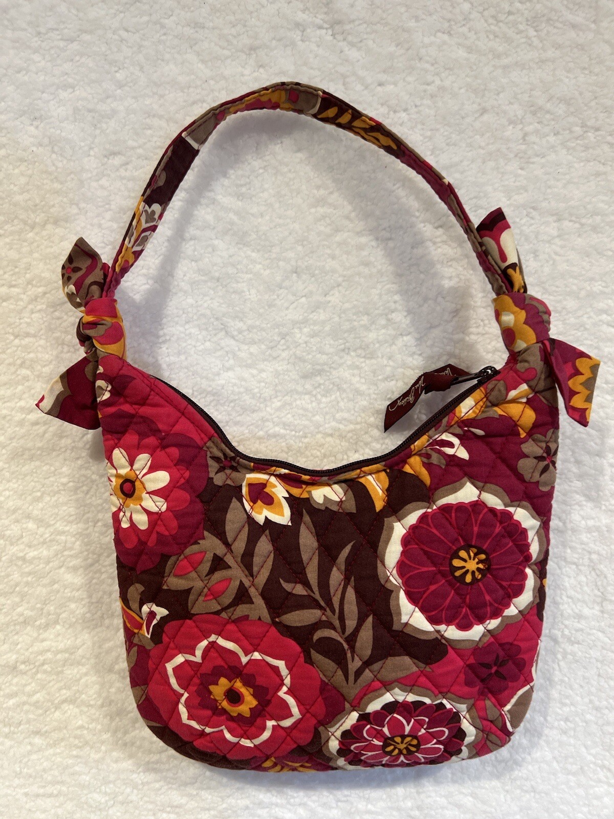 Vera Bradley Fuchsia Orange Tan Over The Shoulder Olivia Carnaby Purse Ret. 2009