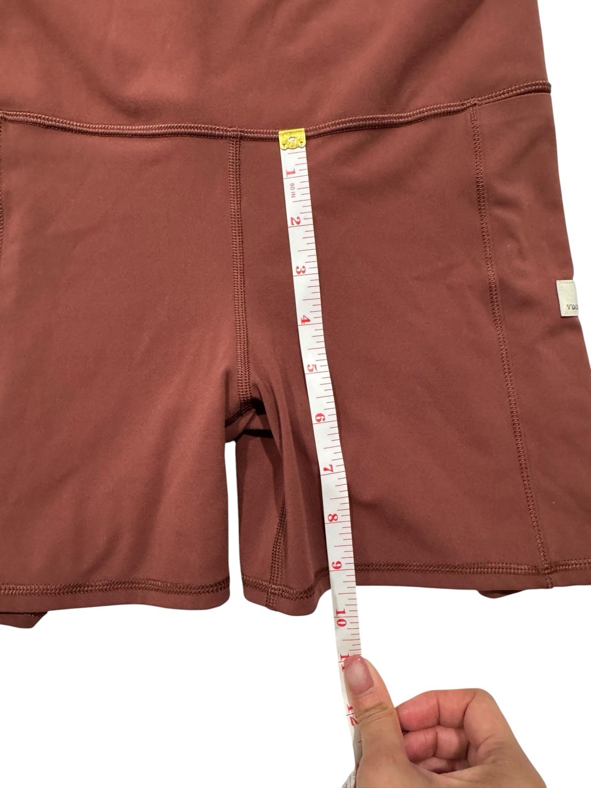 Vuori Ribbed Activewear Romper Mahogany Brown Womens Yoga Bodysuit Pockets