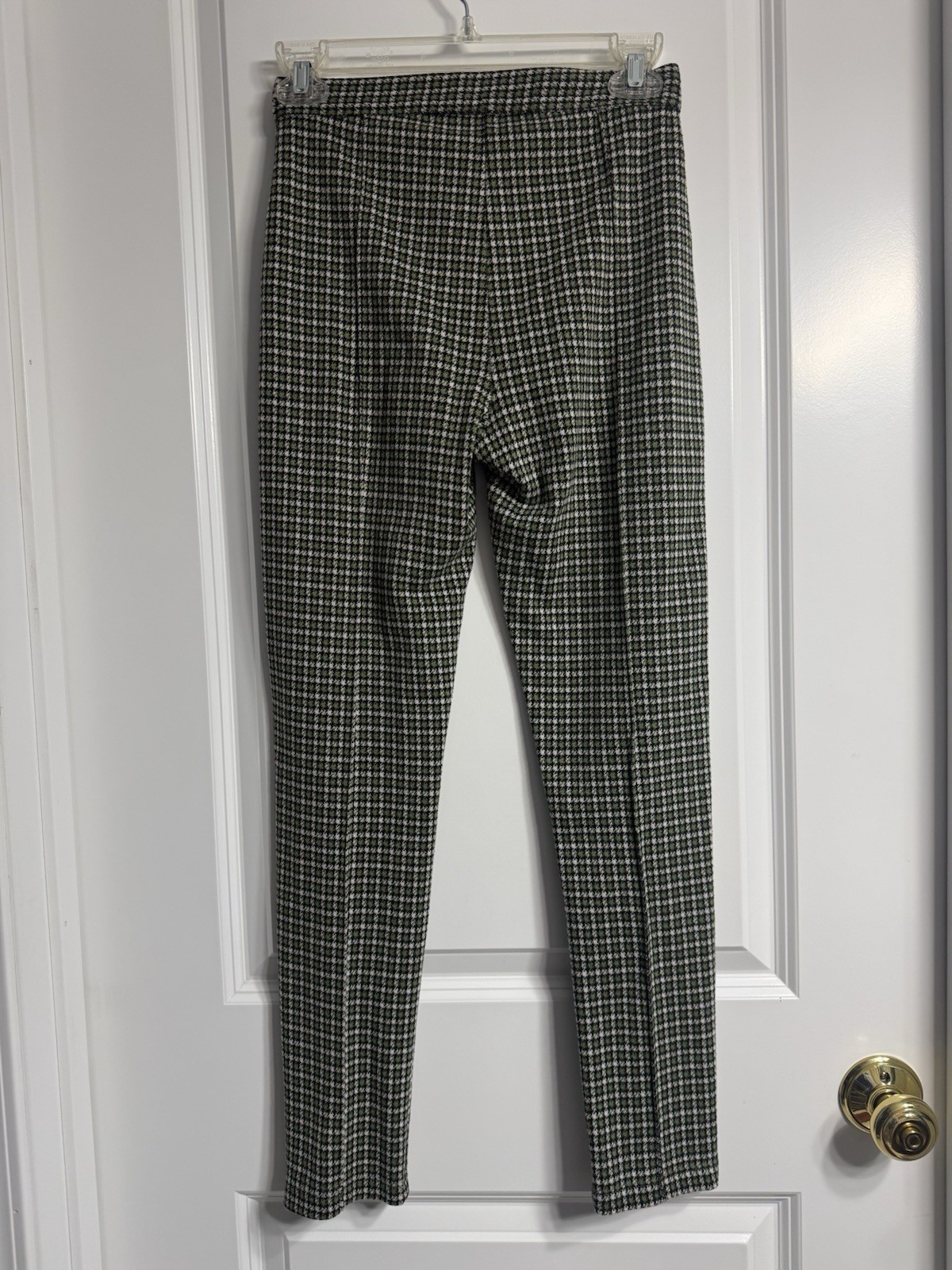 Free People Women’s Carnaby Gingham Plaid Stretch Tartan Pants Green Size 2