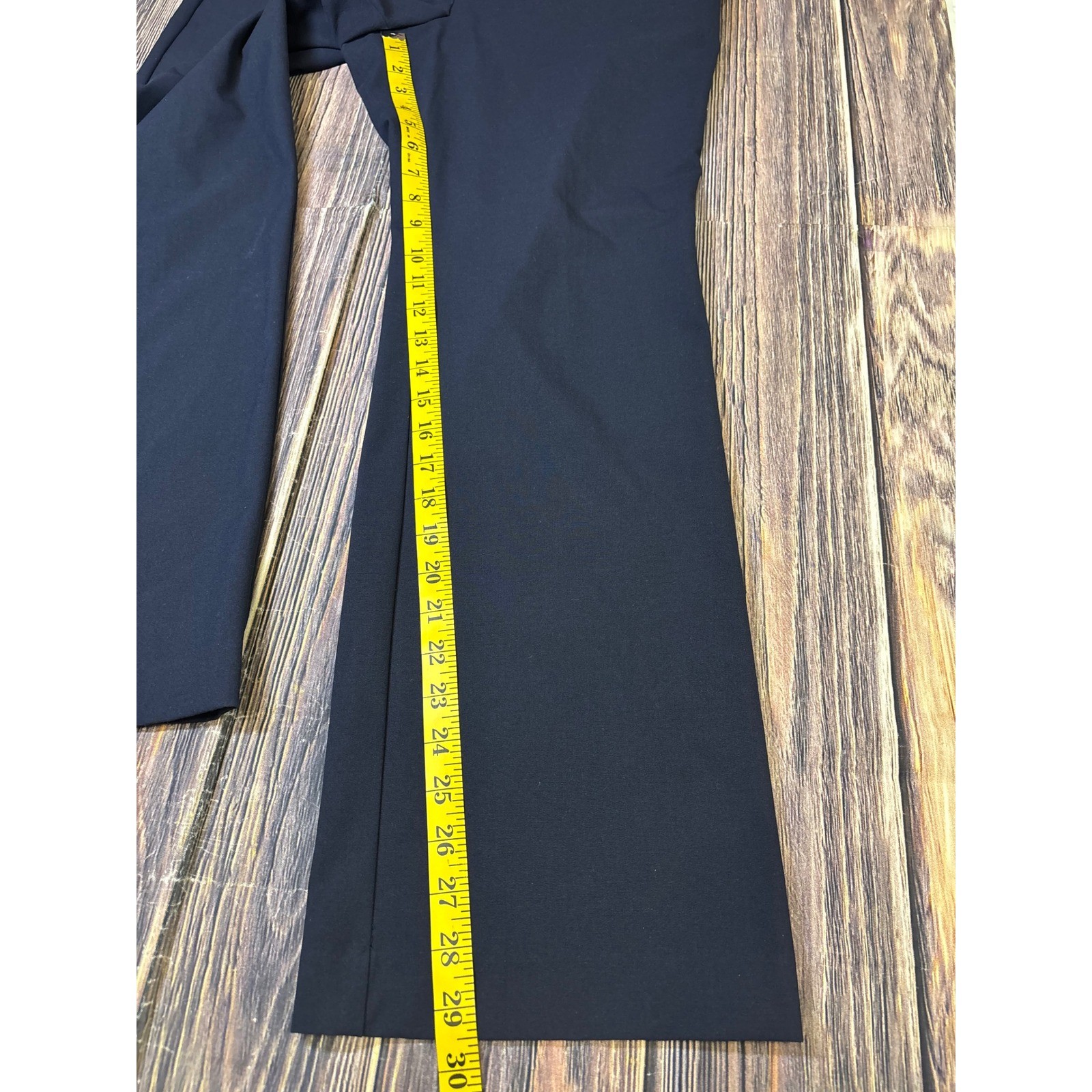 Ann Taylor Factory Dress Pants Womens 12P Navy Blue Flare Leg Stretch Career