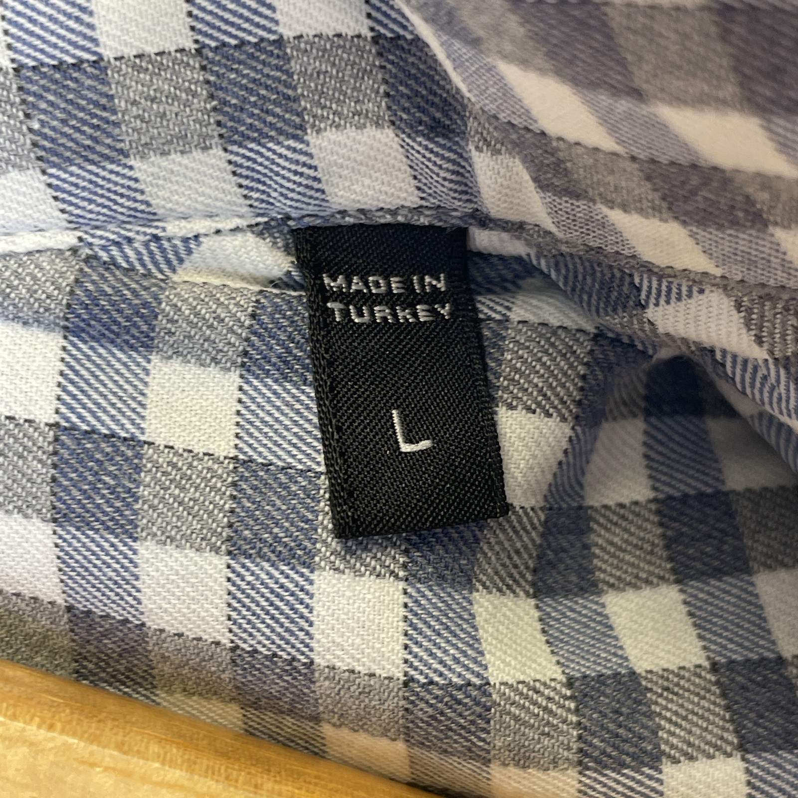 Zegna Men’s Blue Gray Gingham Button Up Shirt Size Large Cotton Long Sleeve
