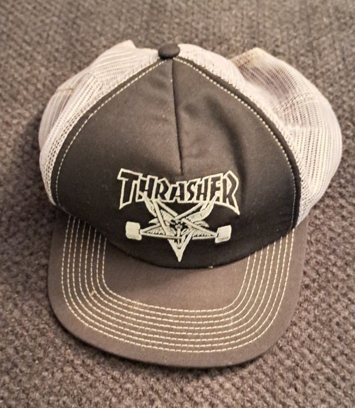 Thrasher Trucker Hat Gray/White Mesh Back Adjustable One Size Logo