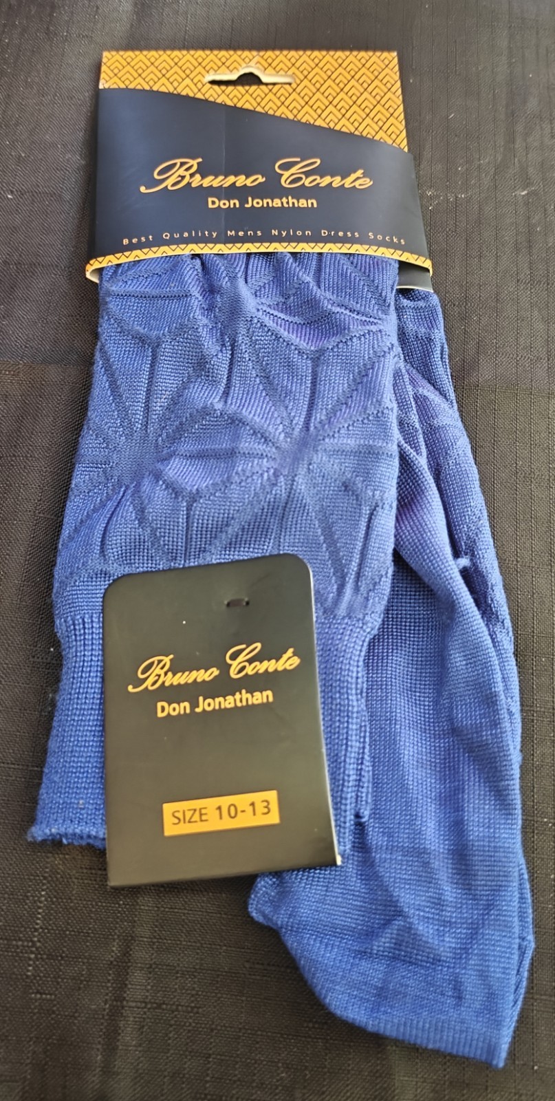Bruno Conte Don Jonathan Men’s Nylon Dress Socks, Size 10-13, Blue