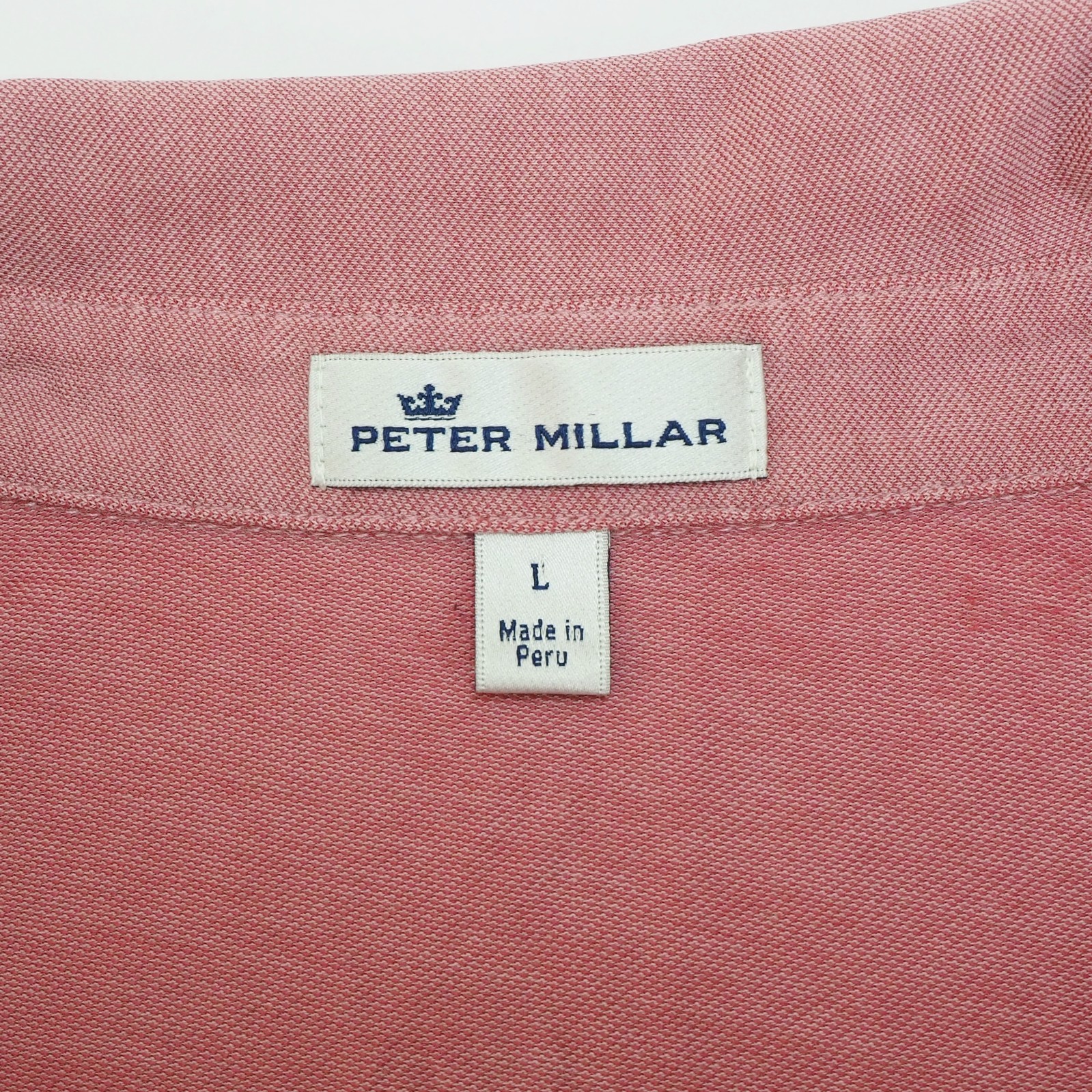 Peter Millar Golf Polo Shirt Mens Large Heather Red Pocket Cotton Blend Stretch