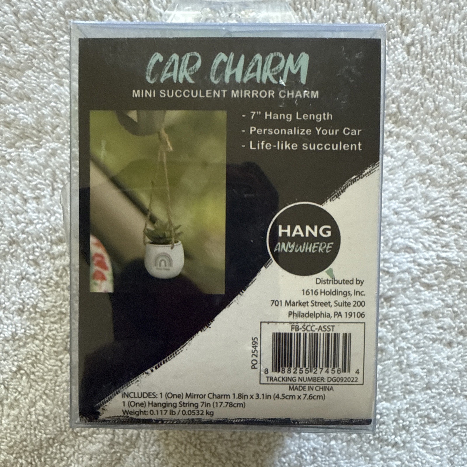 Mini Succulent Car Mirror Charm 7” Hang Length 2×3