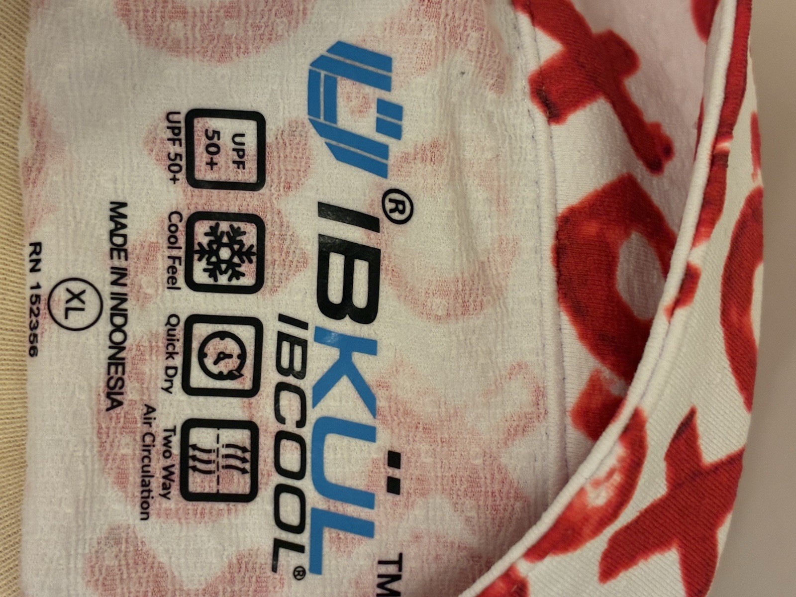 IBKUL XL IceFil Cooling Mock Zip Pullover XOXO Hugs & Kisses Red UPF 50+ NWT
