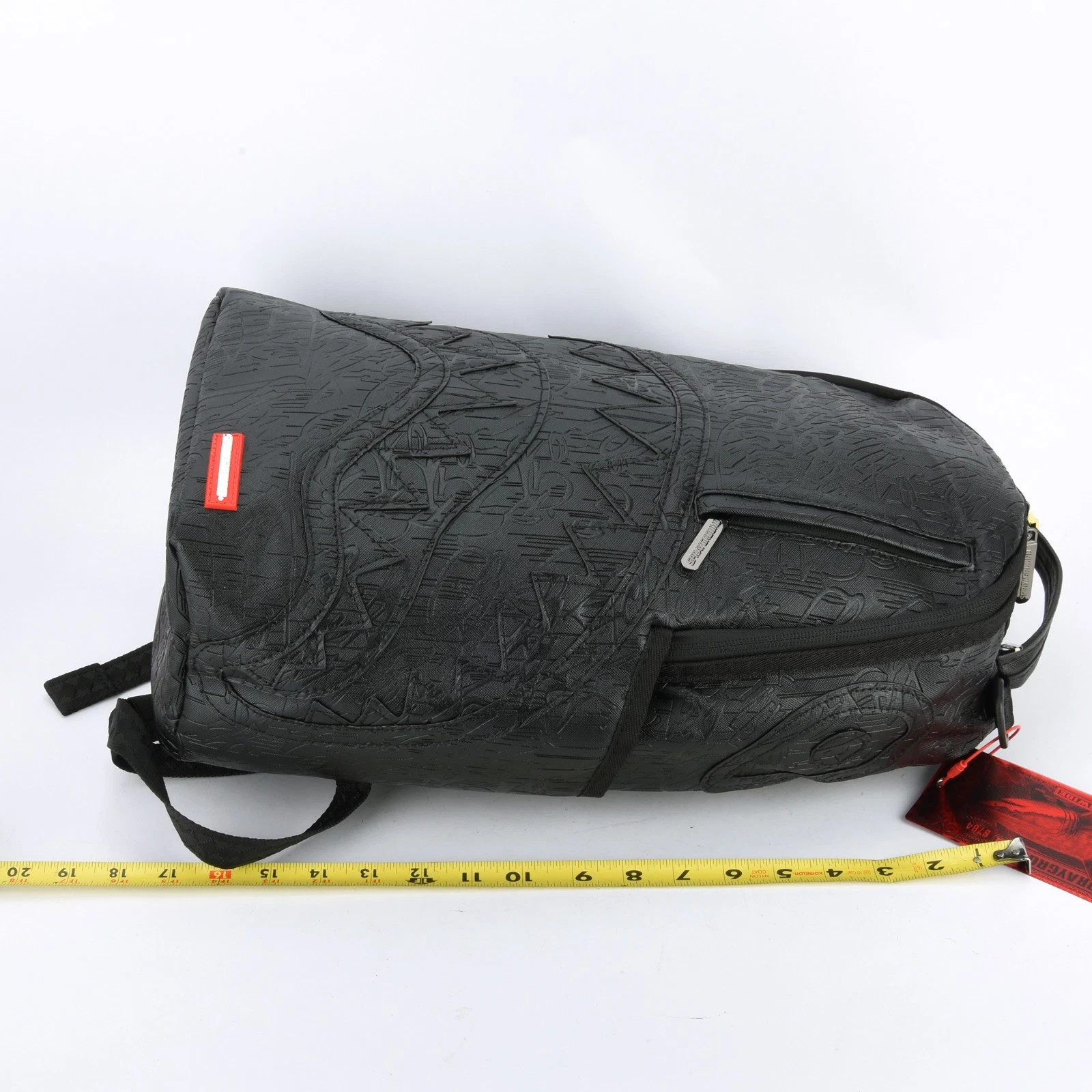 Sprayground Nightflight G800 Black DLXV Leather Shark Zipper Backpack Bag
