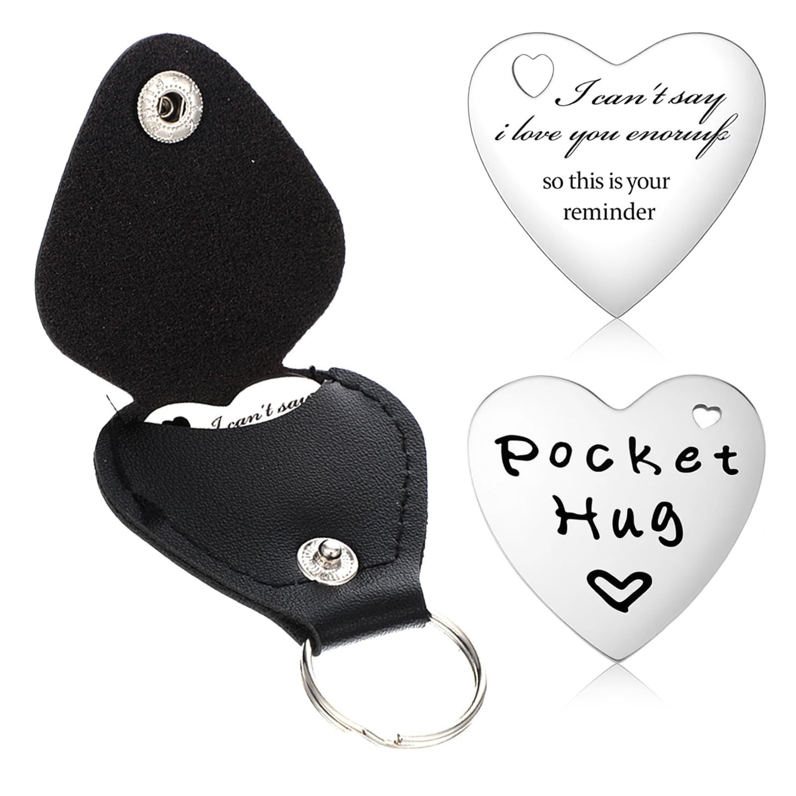 Pocket Hug Heart Love Keychain Boyfriend Birthday Gift for Men Her Him