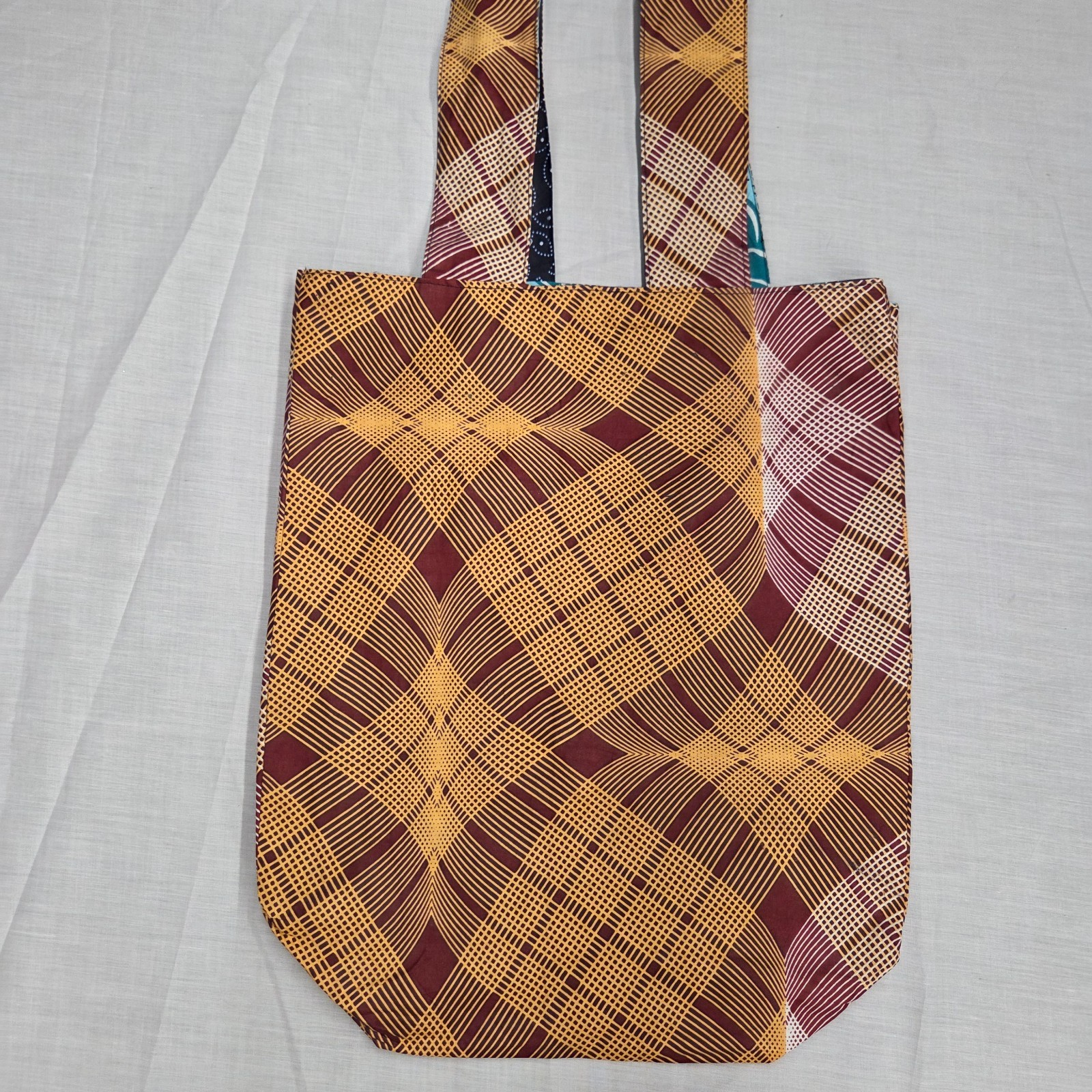 Multi-Coloured African Wax Tote Bag – Ankara Fabric (Reversible)