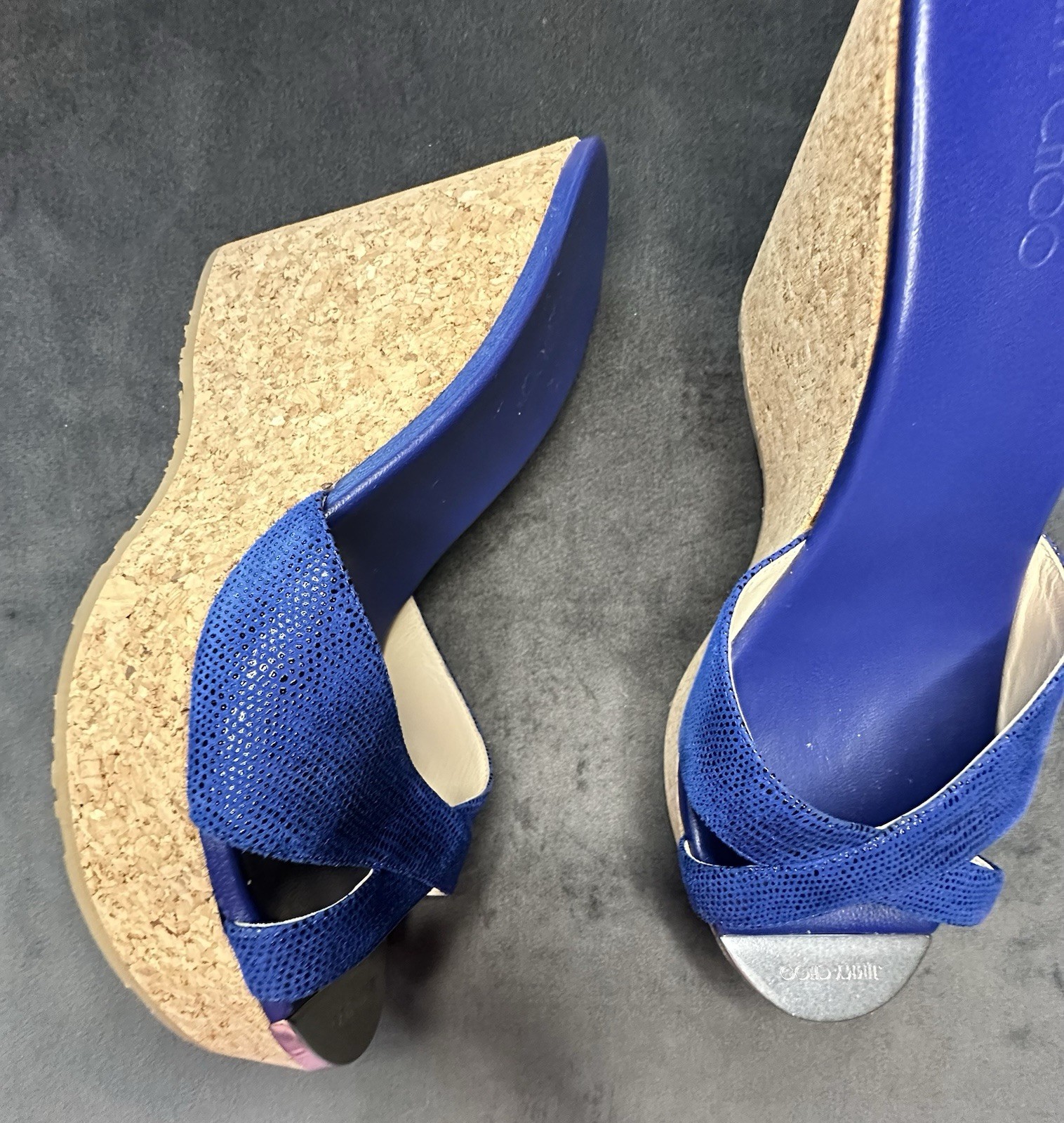 Jimmy Choo Blue Pandora Wedge Sz 9