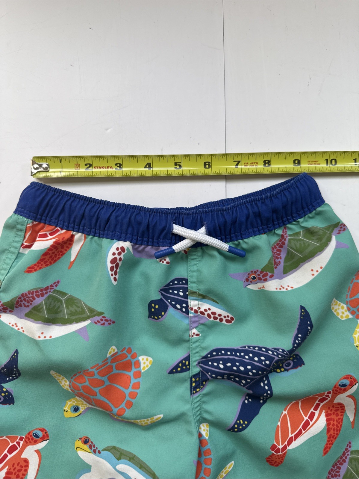Mini Boden Swim Shorts Swimtrunks Boys Green Sea Turtles Size 5/6
