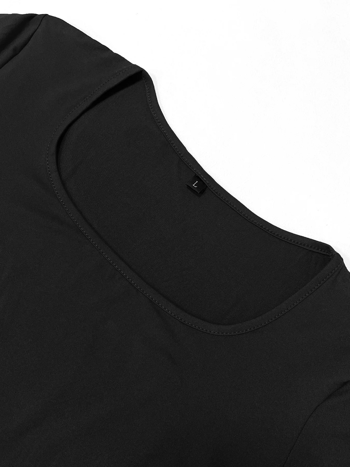Women’s Solid Long Sleeve Bodycon Dress Scoop Neck Casual Minimalist Midi Dress