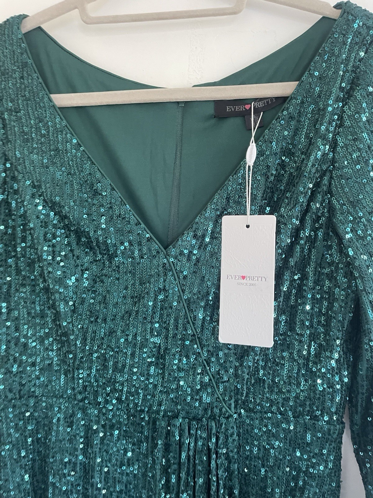 Ever Pretty Size XL Full Length Sequin Green Maxi Long Dress Ball Gown New Tags