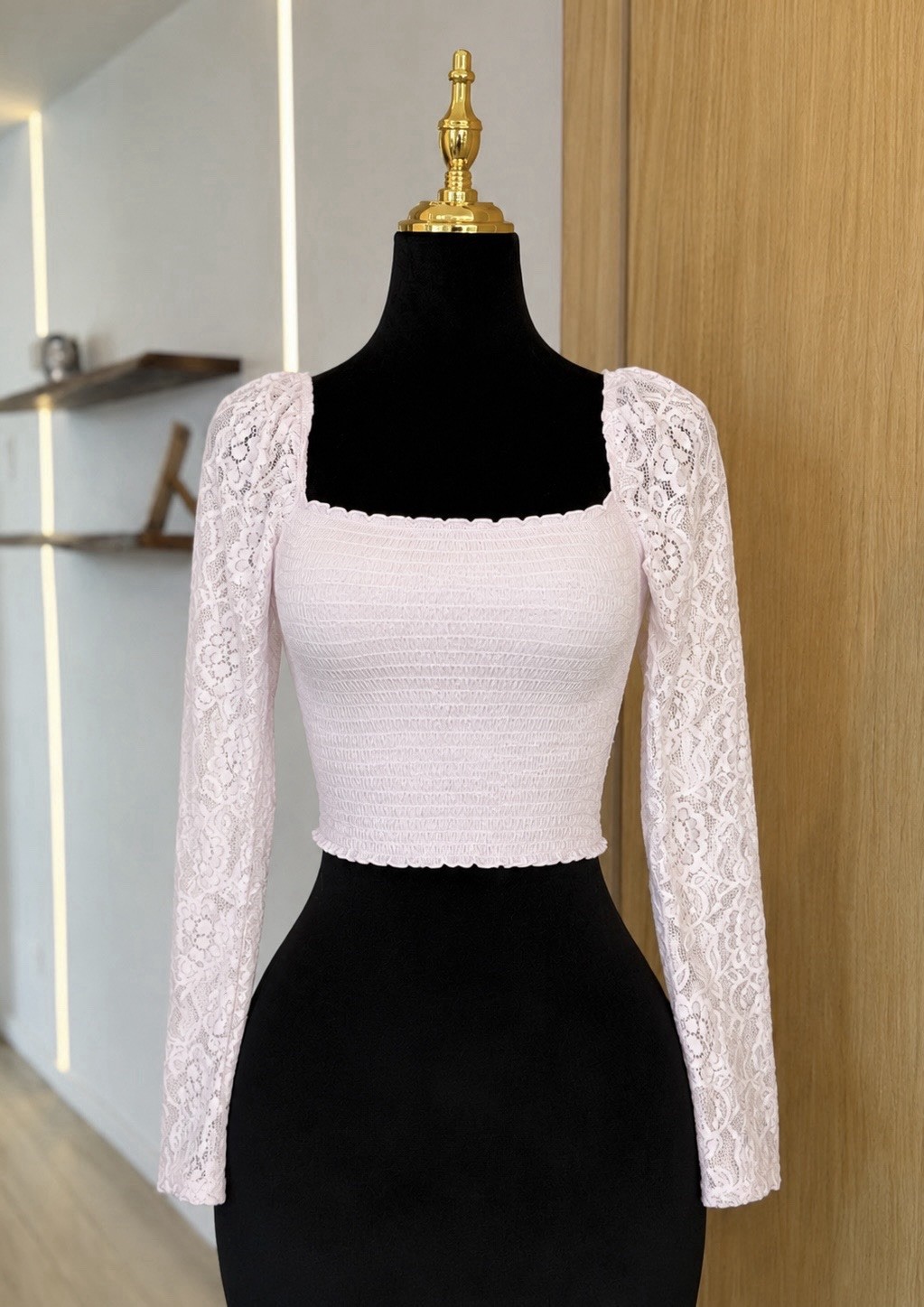 Guess Coquette Balletcore Lace Long Sleeve Top | Soft Muse