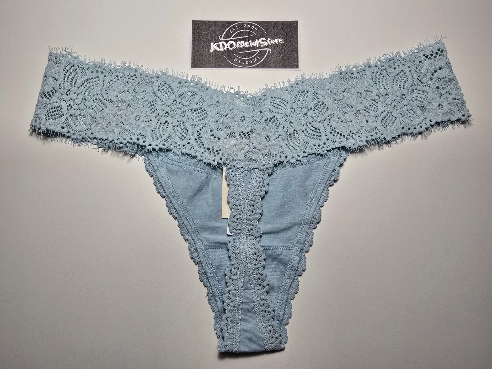 S American Eagle AERIE Superchill Cotton Eyelash Lace Thong Undies Panties Blue