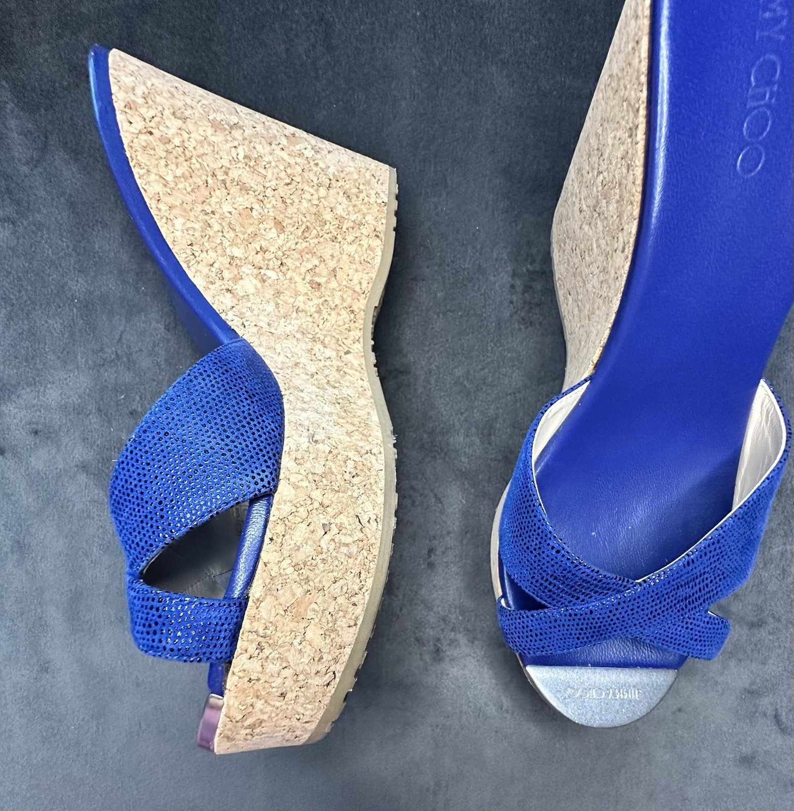Jimmy Choo Blue Pandora Wedge Sz 9